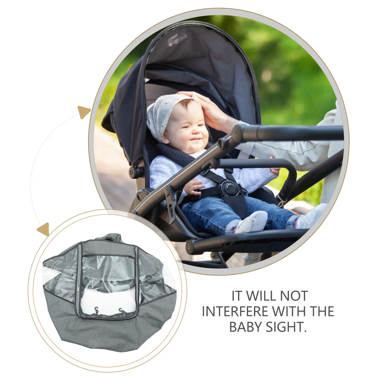 غطاء غطاء للمطر لعربة الأطفال مقاوم للماء ومقاوم للرياح مناسب لمعظم عربات الأطفال للاستخدام الخارجي باللون الرمادي #3