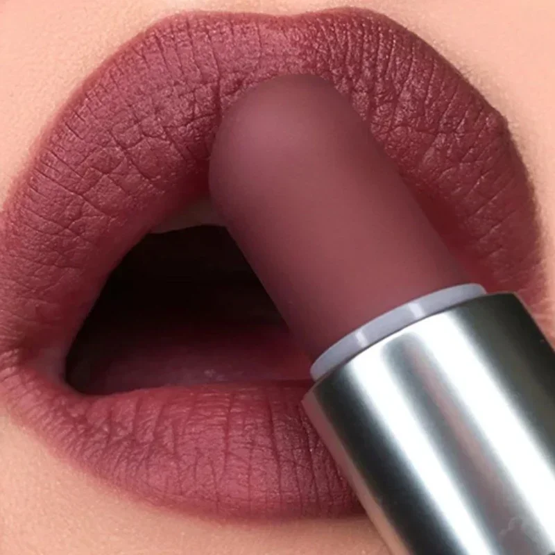 Silver Matte Lipstick Nude Velvet Waterproof Long Lasting Non-stick Cup Lip Stick Sexy Red Pink Velvet Lipsticks Makeup Cosmetic