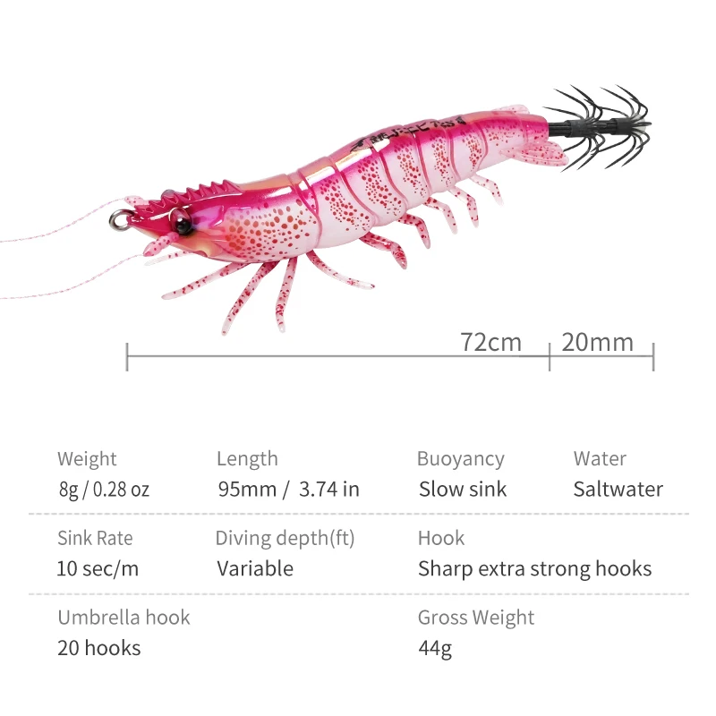 8g UV Luminous Squid Bait With Hooks Protector Artificial Slow Sinking Octopus Egi Lure Cuttlefish Squid Jig Sea Fishing Tackle
