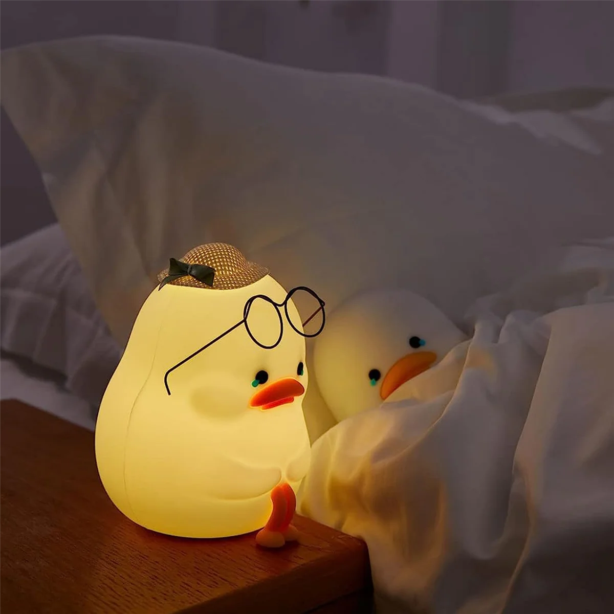 Luce notturna per bambini Happy Duck, luce notturna in Silicone per bambini, lampada in Silicone carina e dimmerabile per una buona notte B