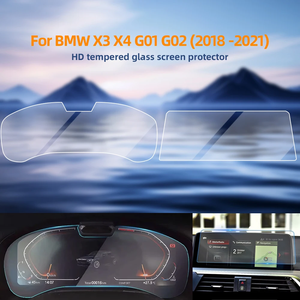 For BMW X3 X4 G01 G02 2018-21 Navigation and High Version Instrument Screen Protector HD Tempered Glass Film