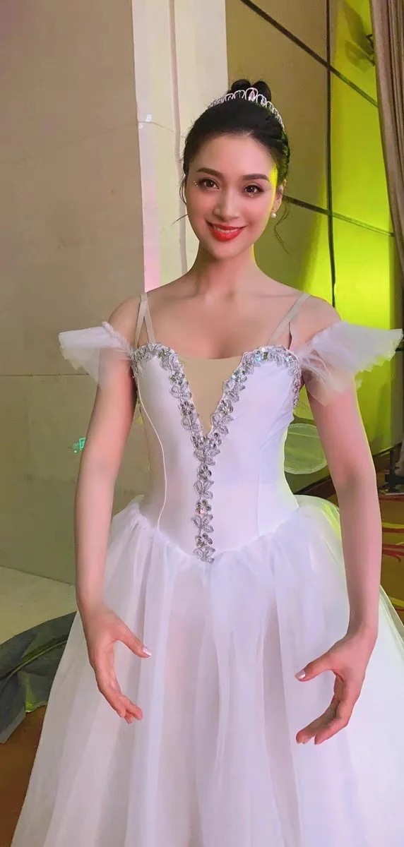 ยาวบัลเล่ต์ Tutu ชุดสาวสีขาว Swan Lake เครื่องแต่งกาย Leotard ผู้หญิงผู้ใหญ่ปฏิบัติกระโปรงบัลเล่ต์ประสิทธิภาพเต้นรำเสื้อผ้า