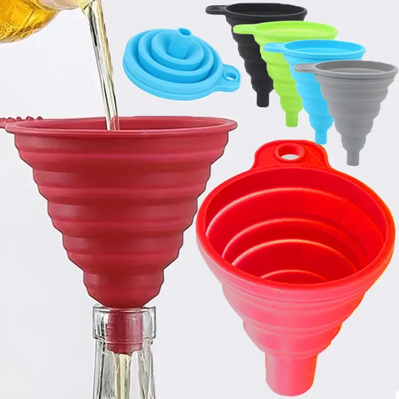 Universal Car Engine Funnel Silicone Liquid Funnel Washer Fluid Change Foldable Portable Auto Engine Oil Petrol Change Funnel