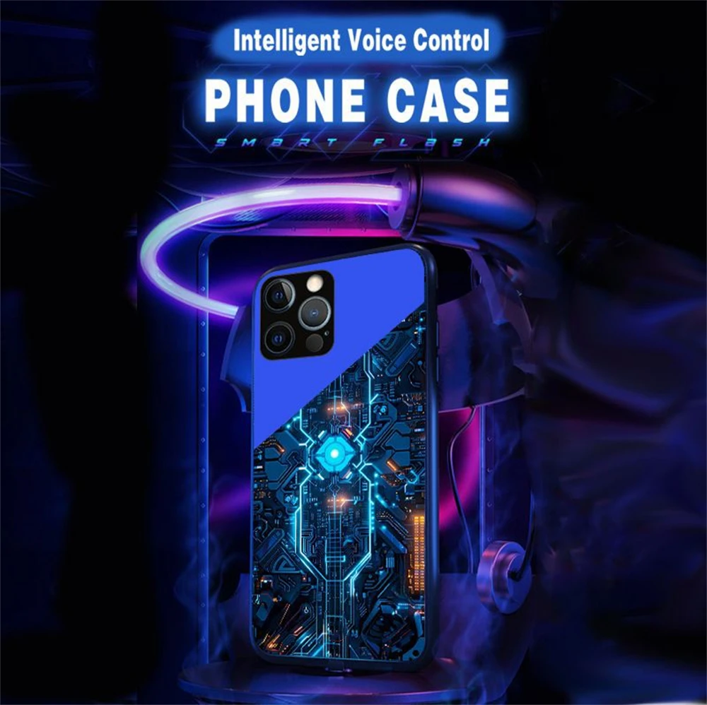 

Чехол для телефона Future Chips Design со светящимся стеклом и светодиодной подсветкой для звонков для iPhone 16 E 15 14 13 12 11 Pro Max XR Plus SE Mini