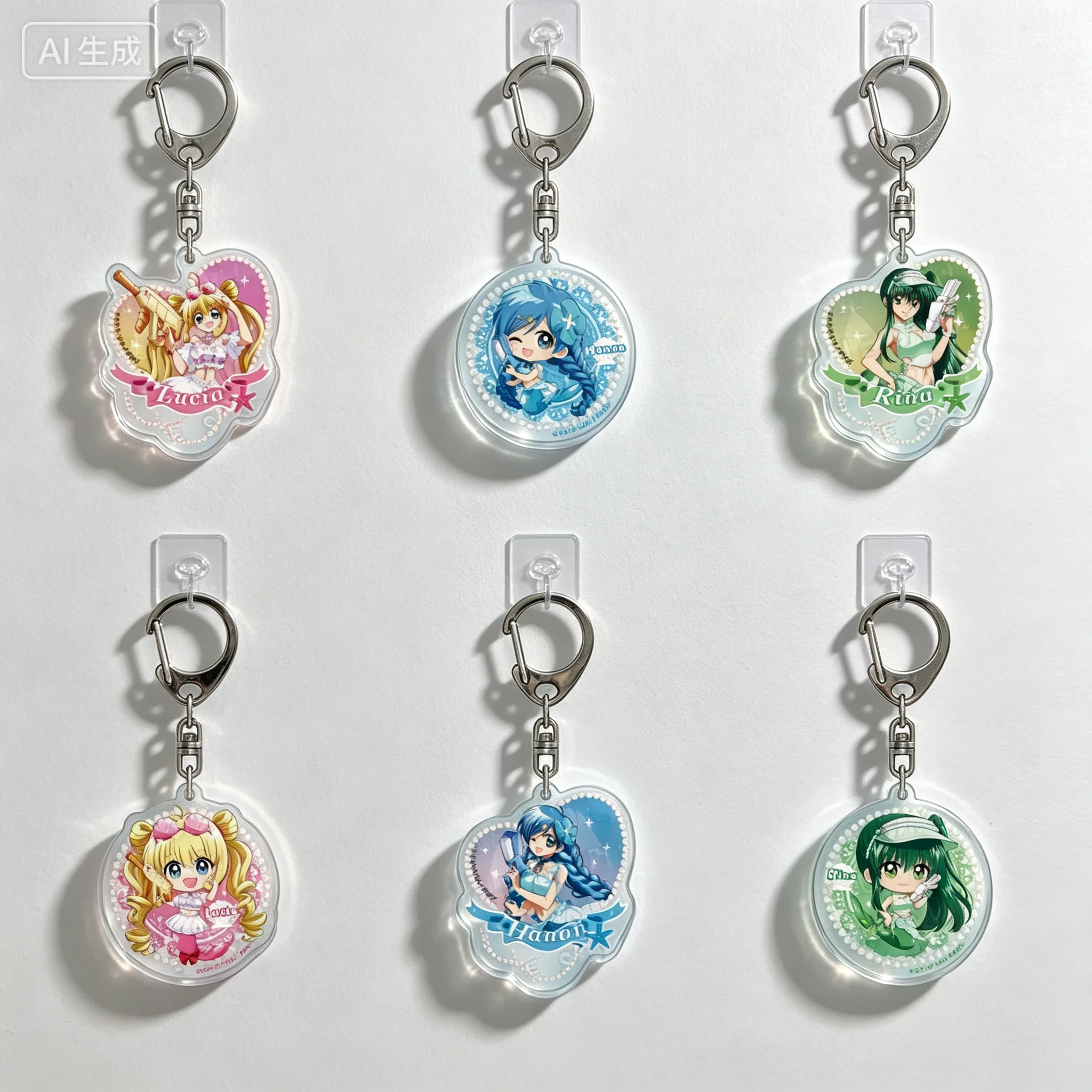 Anime Mermaid Melody Pichi Pichi Pitch Water-Spraying Party Ver Lucia Acrylic Pendant Keychains Bag Decorations