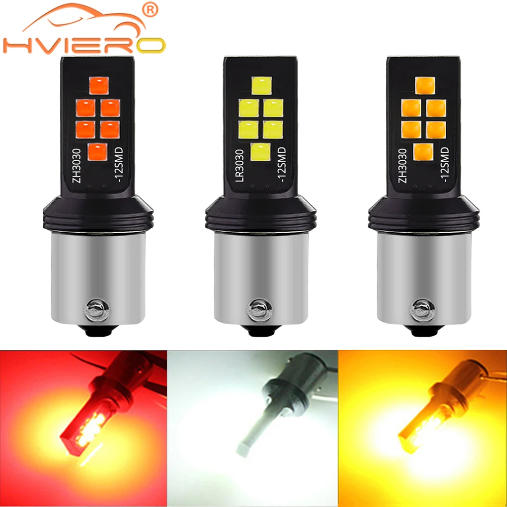 1x 1156/1157/7440 P21W 3030 12SMD Brake Reverse Strobe Light Car Styling Auto Accessories Turn Signal Bulbs License Plate Lights