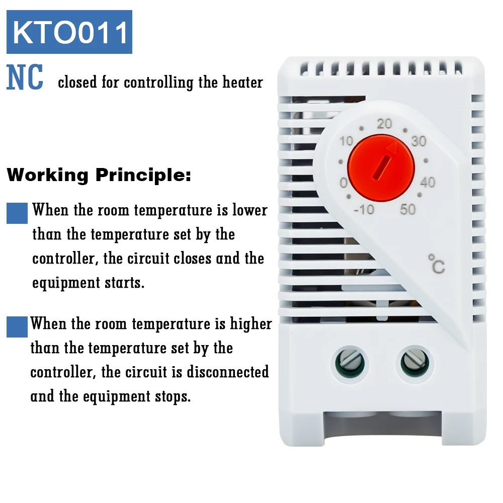 DIN Rail Cabinet Temperature Controller Industrial Thermostat KTO011 KTS011 0 to 60 Degree Centigrade Mechanical Thermoregulator