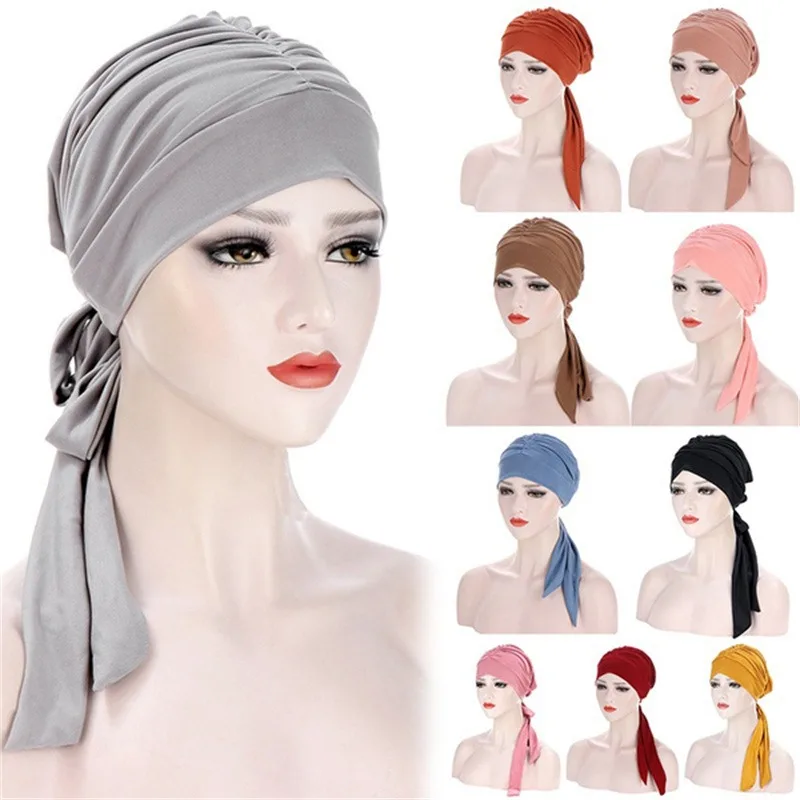 New Fashion Printed Turban Hat Classic Cap Muslim Stretch Head Scarf Hat Cap Turban Bonnet Women Inner Chemotherapy Underscarf