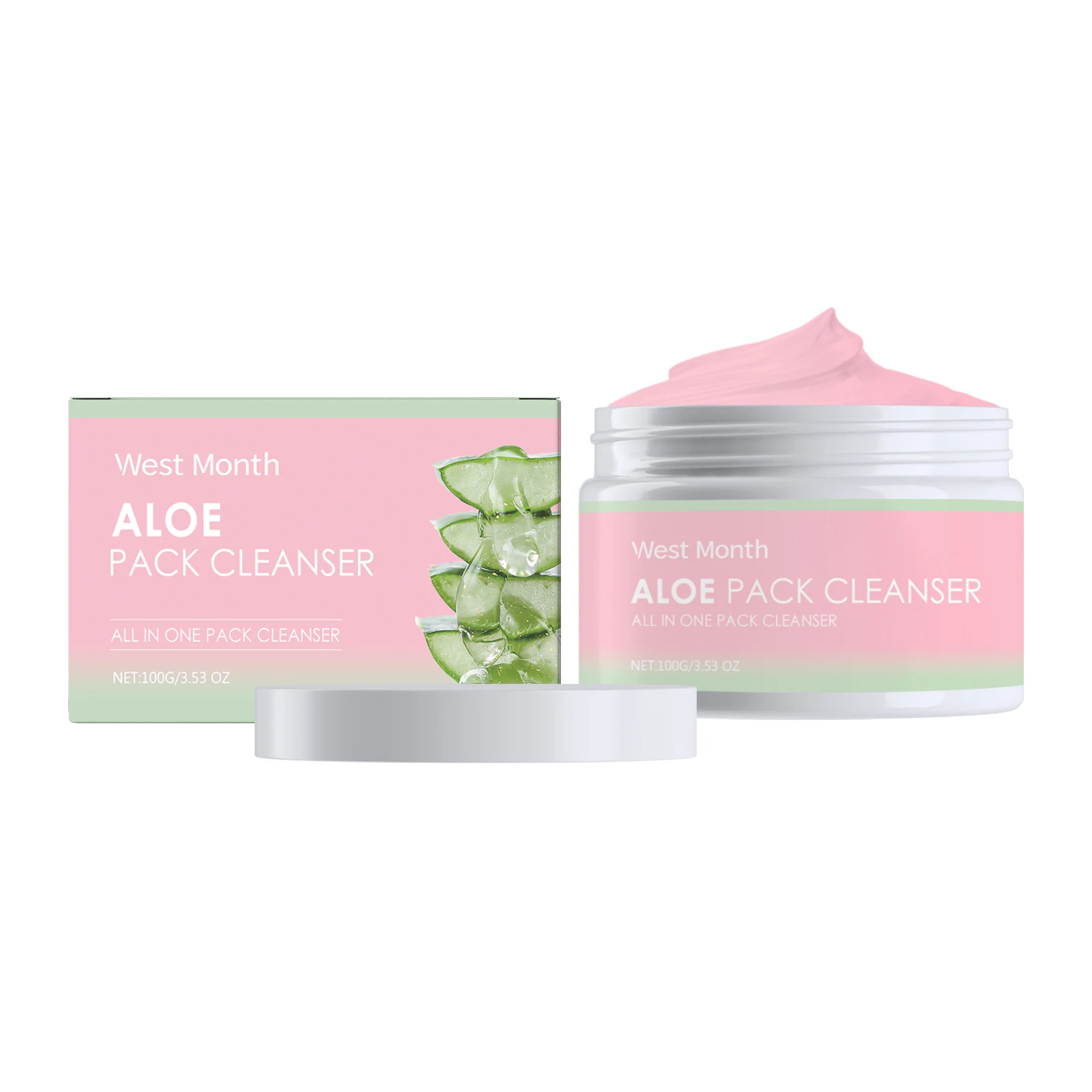 

West&Month Aloe Vera Soothing Cleansing Cream Gently Cleanses Facial Pores and Cuticles Leaving The Skin Clean and Smooth