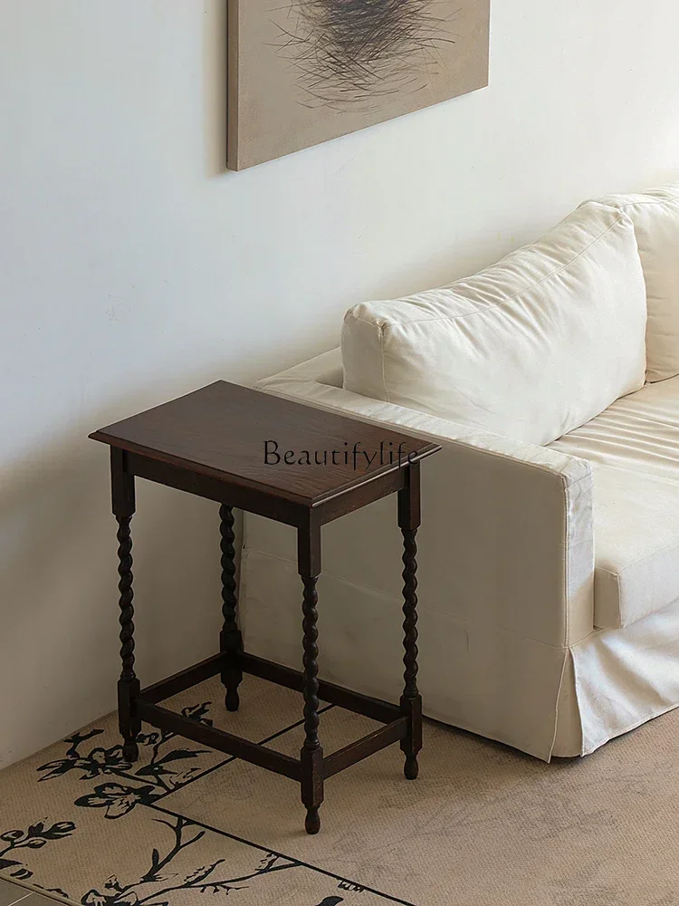 

yj32 Medieval twist legs solid wood side table sofa Nanyang style retro small table