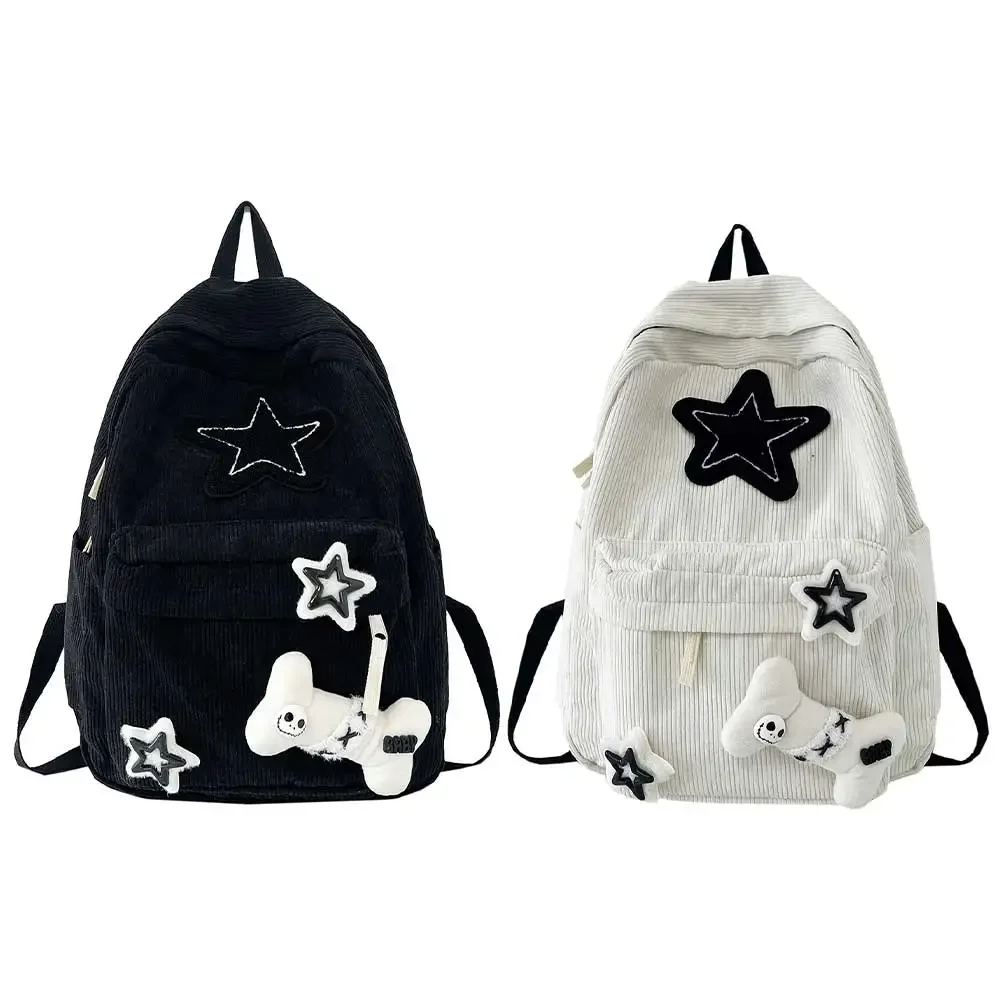 Bolsas escolares de veludo para adolescentes, mochila de grande capacidade, mochila japonesa, decoração estelar, mochila estética, novo designer, 2024