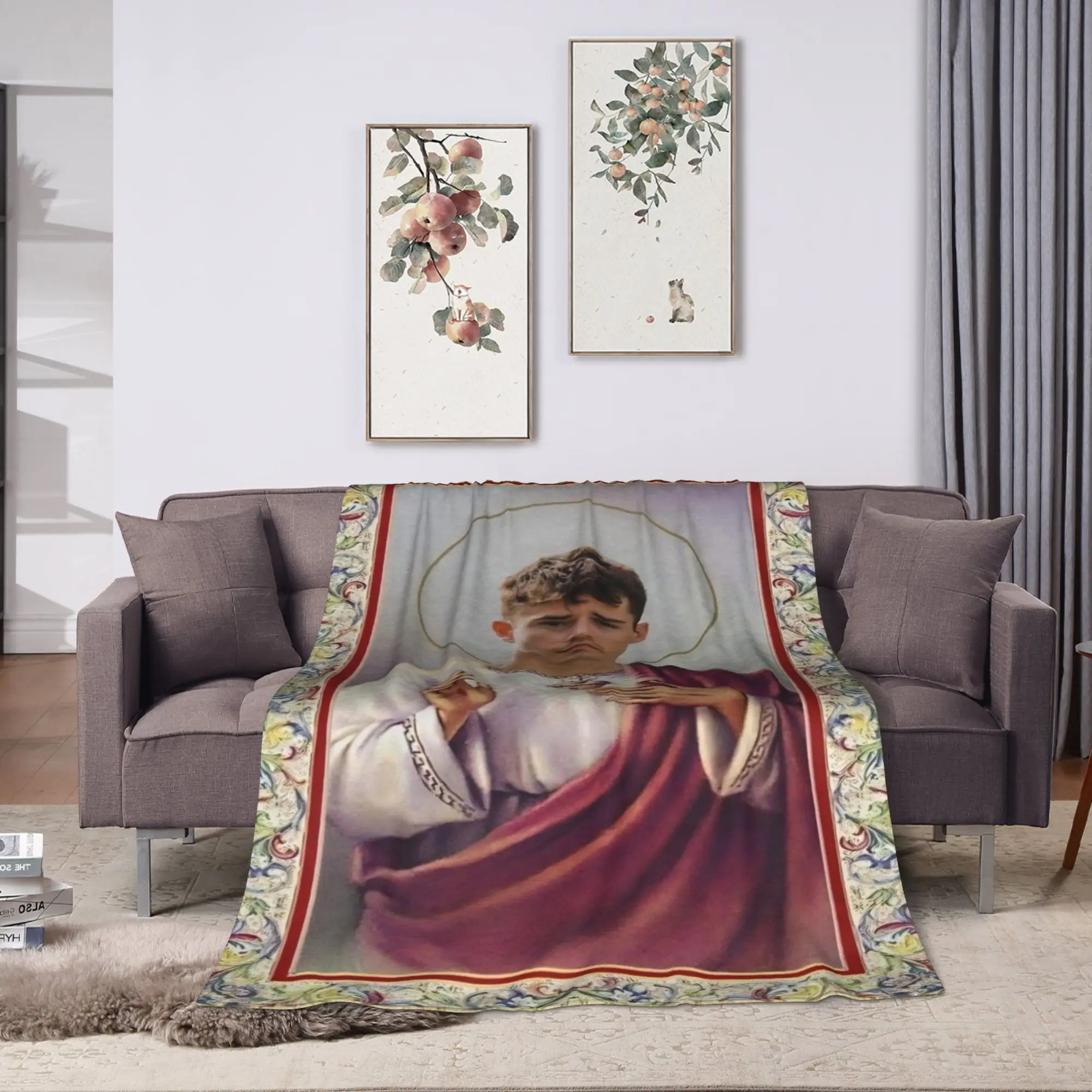 Charles Leclerc Jesus Funny Warm Soft Blanket  Picnic Plush Throw Blanket Funny Couch Chair Flannel Bedspread Sofa Bed Cover