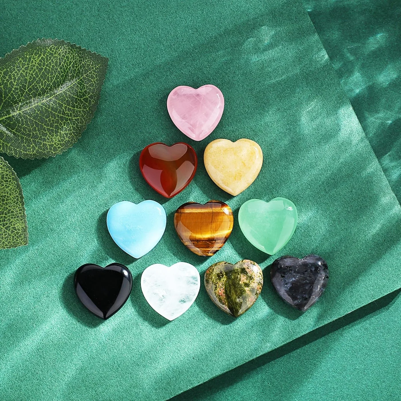 10PCS Crystals Heart Healing Stones Rose Quartz Amethyst Polished Love Stone Palm Natural Gemstones Wholesale