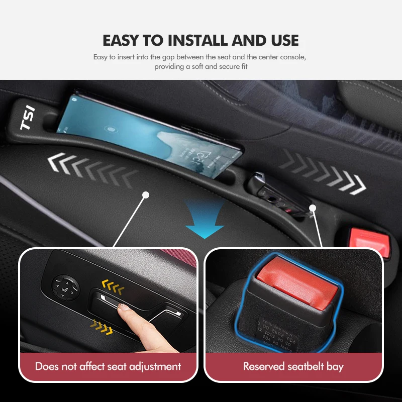 For Volkswagen Car Seat Gap Filler Side Seam Plug Strip Leak-proof Filling Strip Interior Accessories Polo 6r 9n VW Golf 7 6 5 4