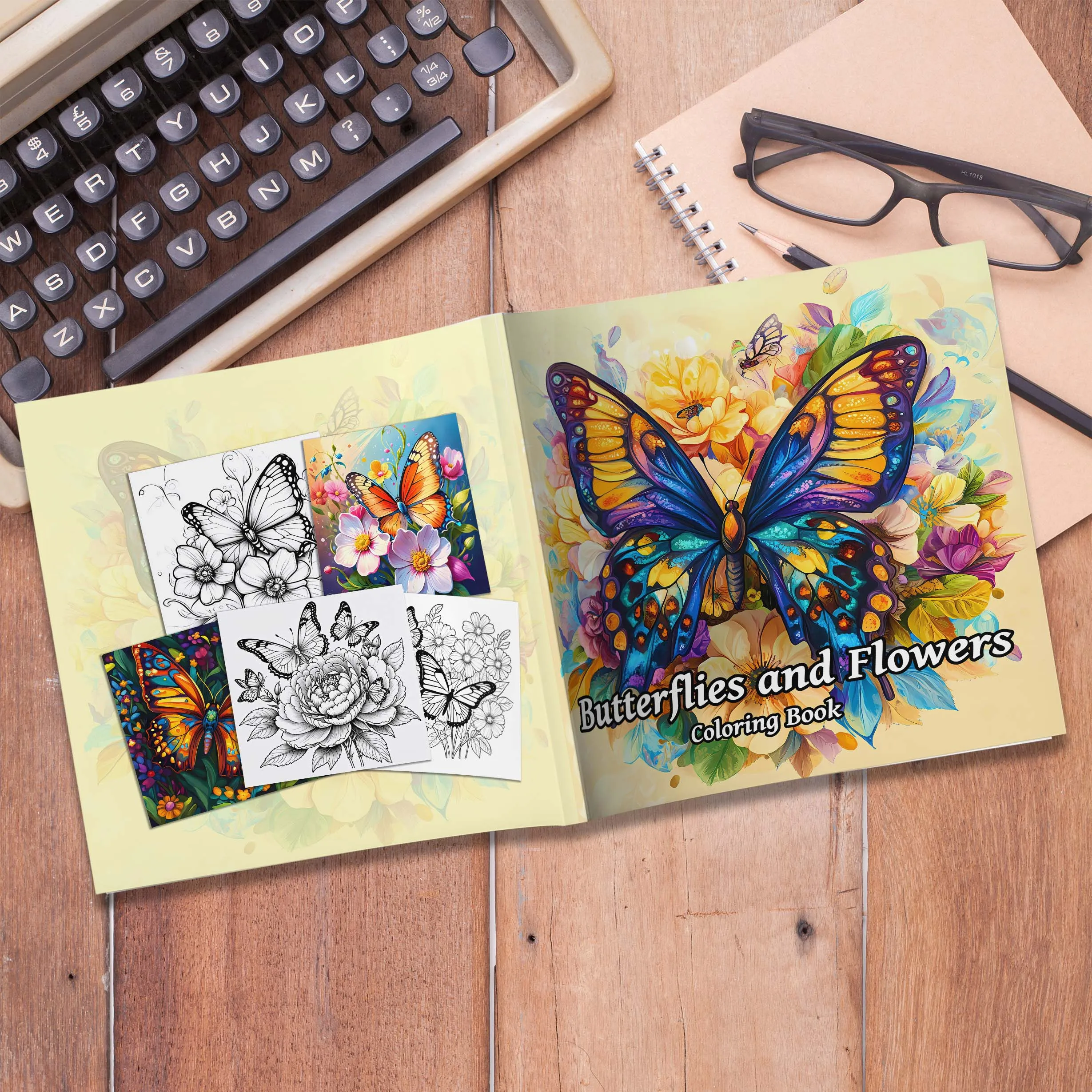 Butterfly and Flowers Adult Coloring Book - 20*20cm 24 Page Art Coloring Book - Helps Reduce Stress and Ease Emotions image 3