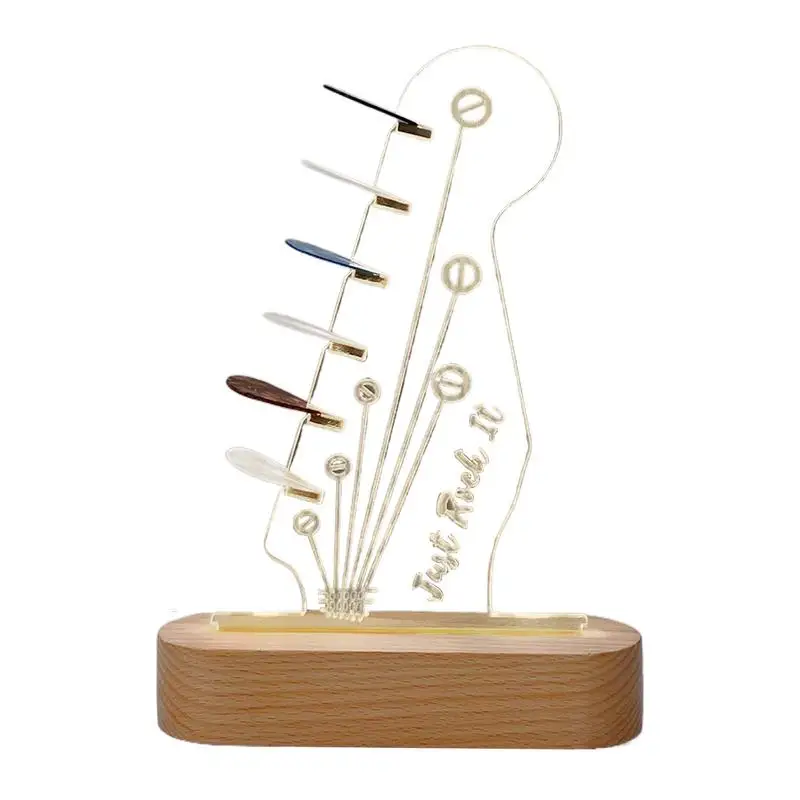 Guitar Pick Holder Wood Acrylic Guitar Pick Storage Light Up Pick Holder Guitar Pick Display Rack Guitar Accessories For Kids