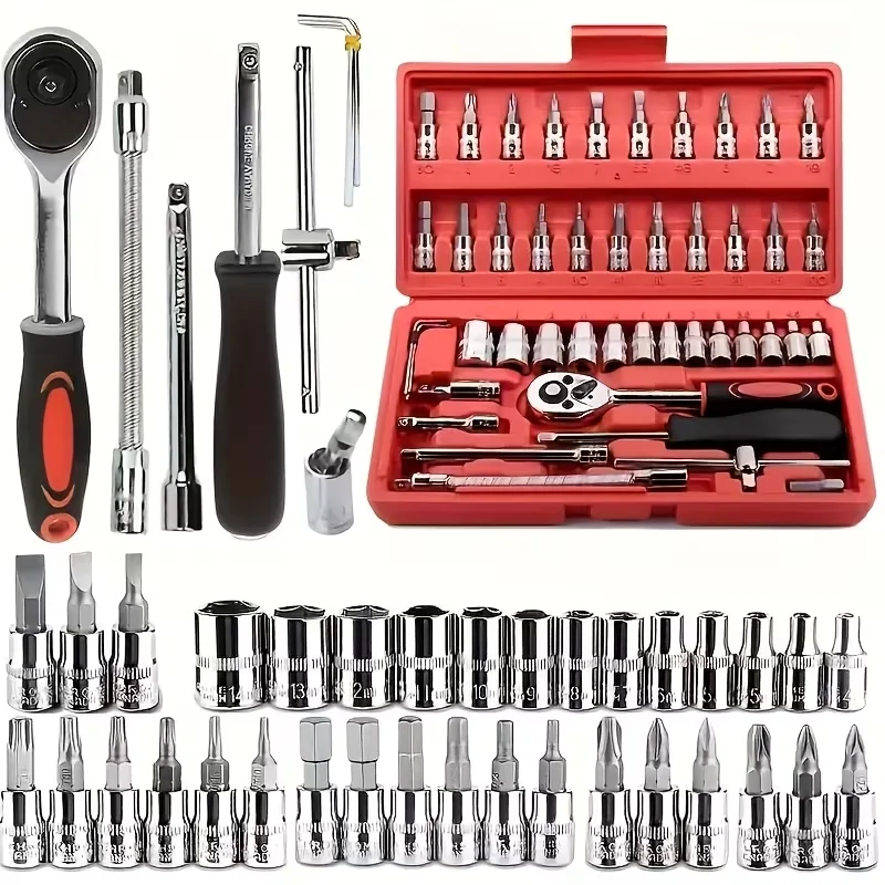 AliExpress OIMG 46pcs Car Repair Tool Kit  Ratchet Torque Wrench Spanner Screwdriver Socket Set Combo Tools Kit Bicycle Auto Repairing Tool Mech