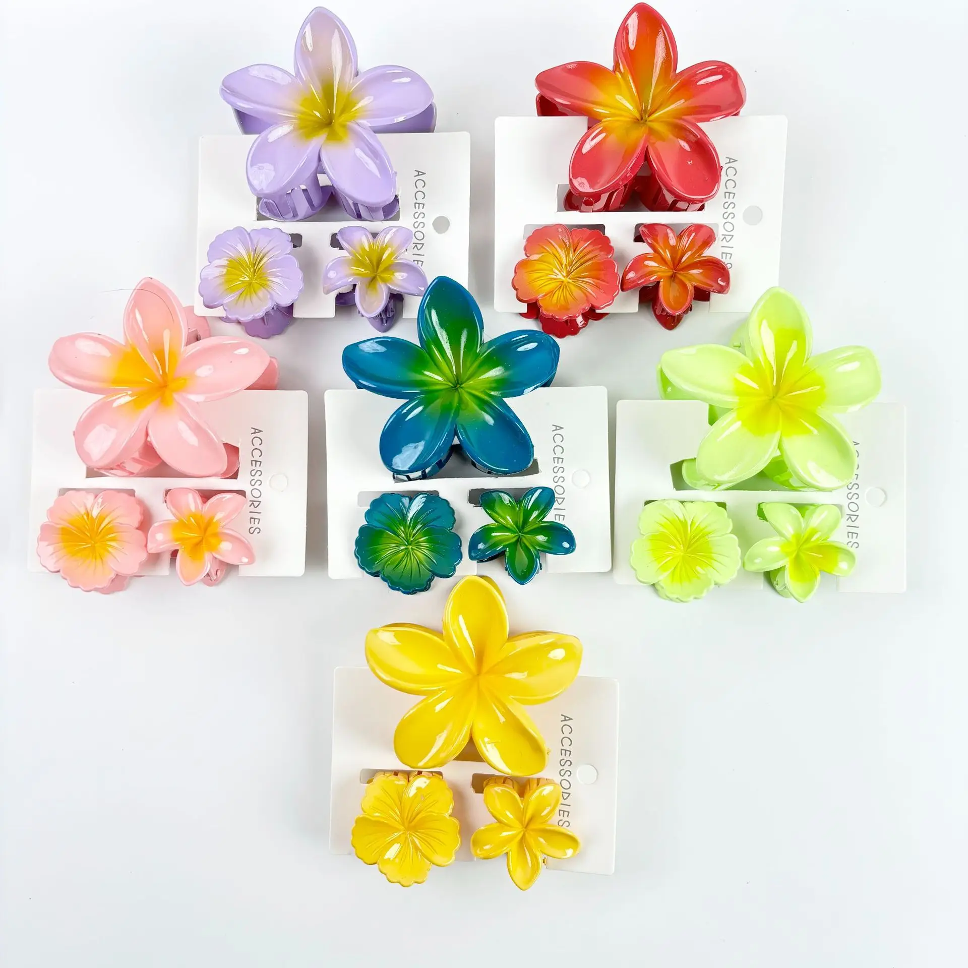 3 pz/set Fiore Coreano Coloful Gradiente Artiglio Dei Capelli Coda di Cavallo Cip Barrette Tornante Per Le Donne Vacanza Estiva Spiaggia Accessori Per Capelli