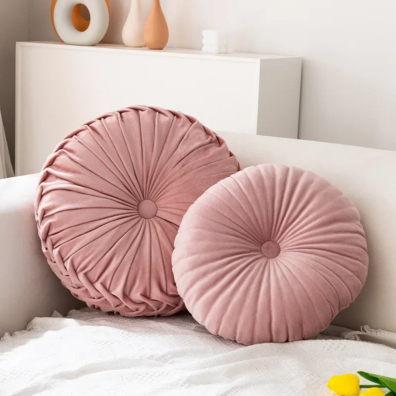 Oreiller citrouille rond, coussin rose, oreiller de taille, salon, canapé, B & B, roue décorative, Futon