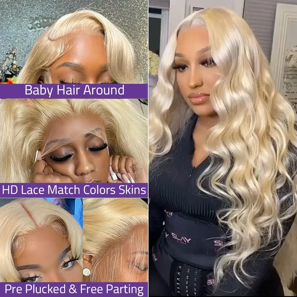 613 Blonde Body Wave 13x6 HD Lace Frontal 100 Human Hair Wigs 30 36 Inch Honey Colored Lace Closure Front Wig for Black Women