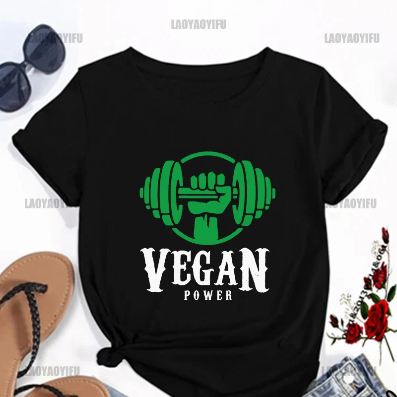 

Novelty Vegan Power Tshirt Men Soft Fabric Graphic Powered By Plants T-Shirt Fitted 100% Cotton Tee Shirt Streetwear