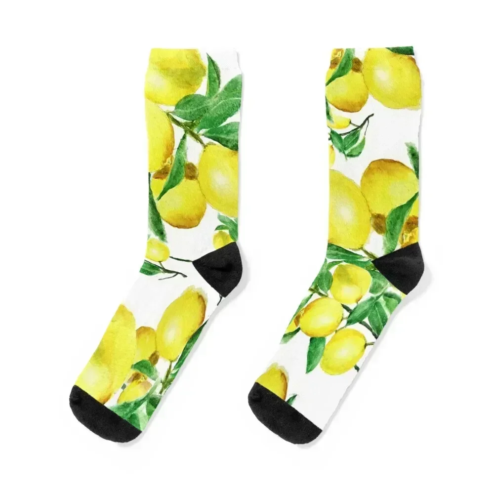 yellow lemon watercolor Socks new in's hiphop golf Socks Women Men's