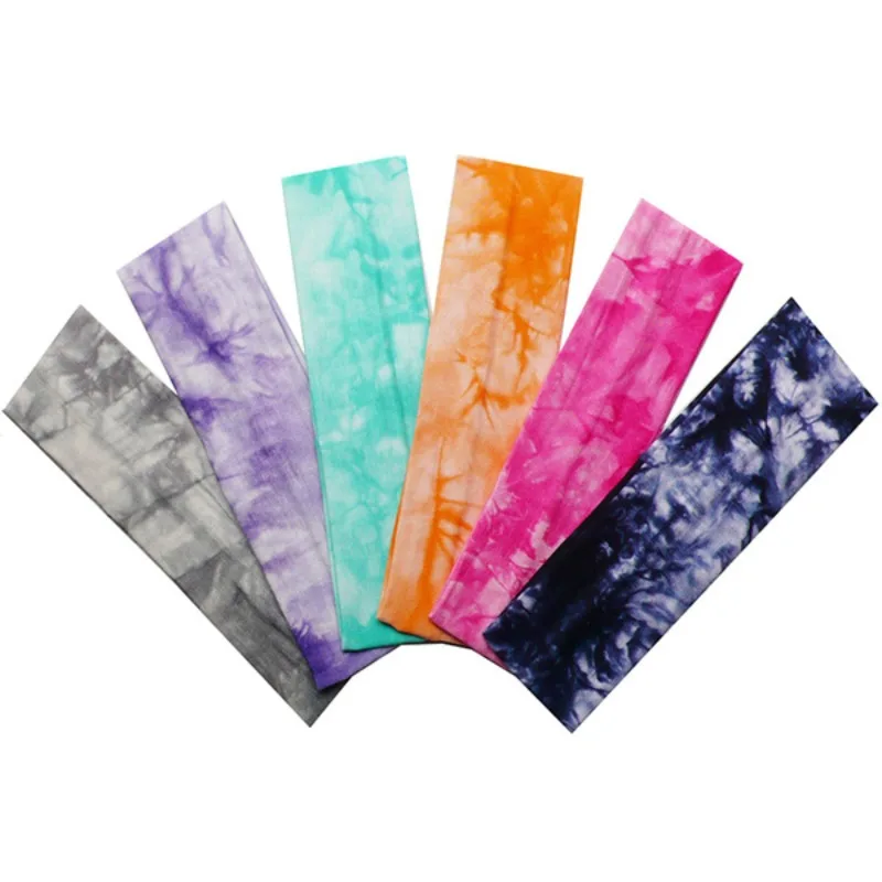 2 Inch Tie Dye Cheetah Forest Tree Elastic Yoga Cotton Stretch Headbands Sports Girl Hair Bands Bandage Gum Turban Bandana