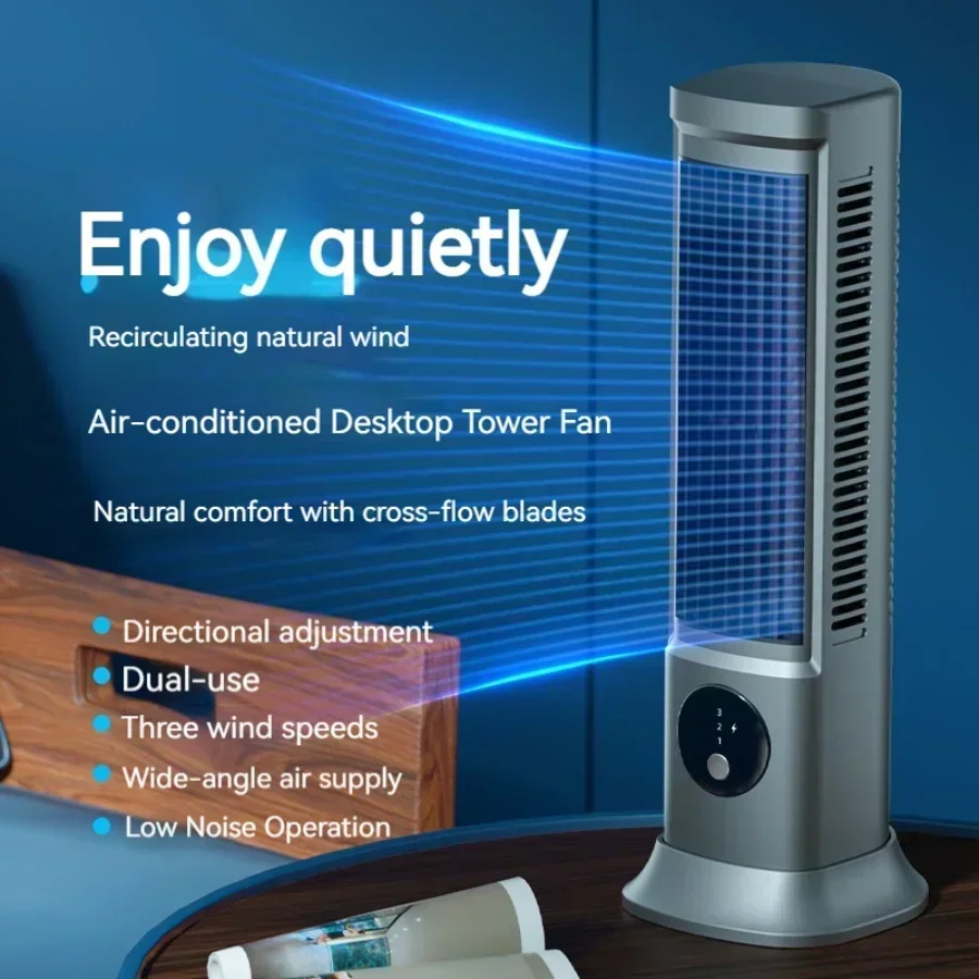 

Mini Desktop Small Portable Fan Oscillating Tower Quiet Fan 3-Speed Wind Speed Adjustment Up To 30 Hours