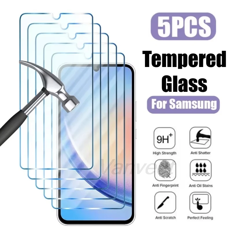 

1-5PCS Tempered Glass For Samsung A56 5G S25 FE 5G S23 FE S21 S20 A55 A35 A33 A34 A36 A71 A72 A73 A52 A54 A53 Screen Protector