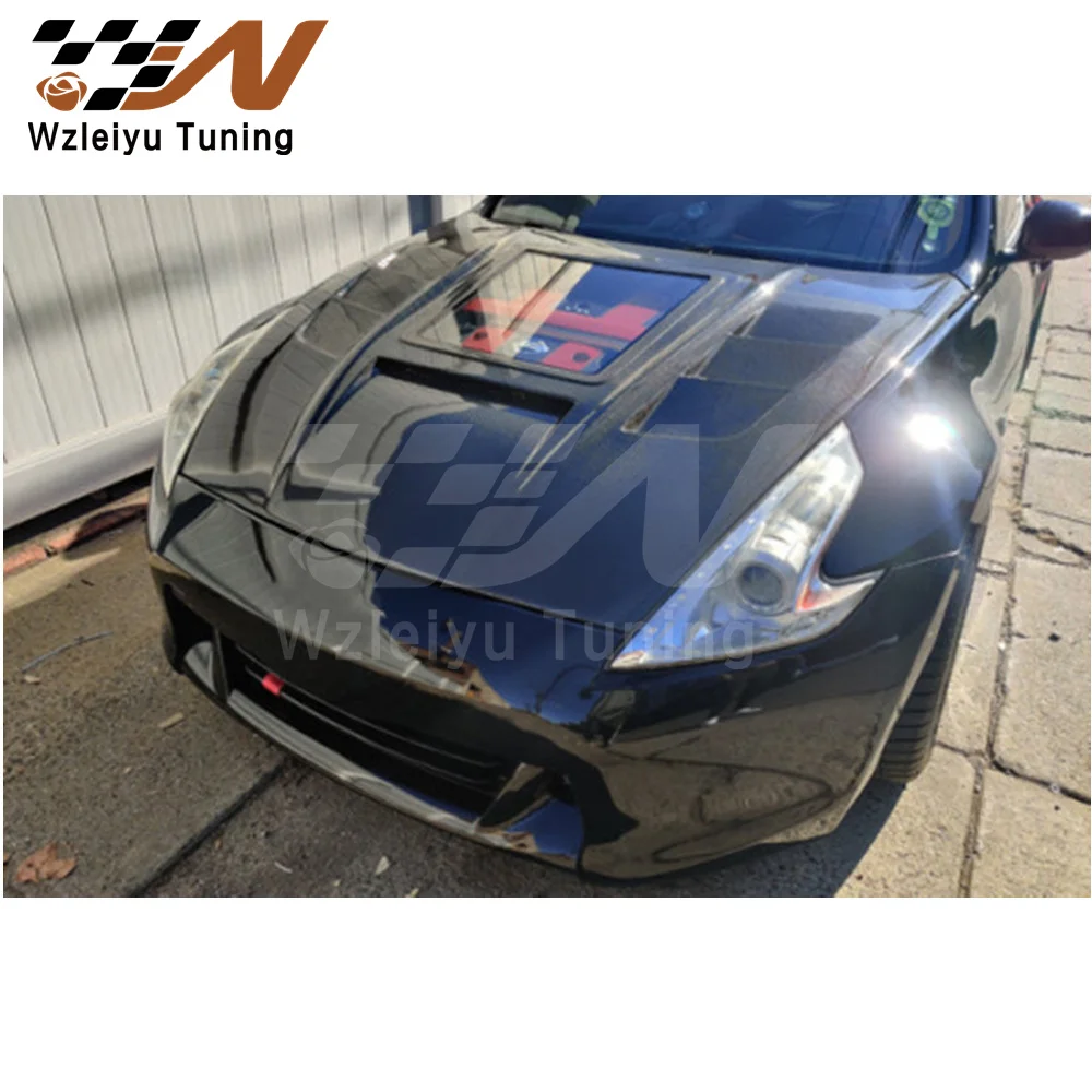 

New Style Real Carbon Fiber Front Hood Bonnet With Tempered Glass Fit For Nissan 370Z Z34 High Quality Fitment