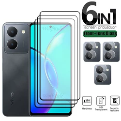 6-in-1 For Vivo Y36 Glass Vivo Y36 Tempered Glass Protective Film Full Cover Glue HD 9H Screen Protector Vivo Y36 Y 36 Len Glass