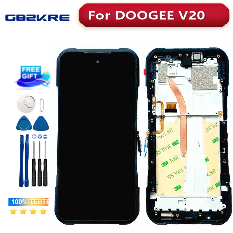 

Original For DOOGEE V20 V20 S V20 PRO LCD Display With Frame+Touch Screen Digitizer Assembly 6.43 inch Replacement Glass + Tools