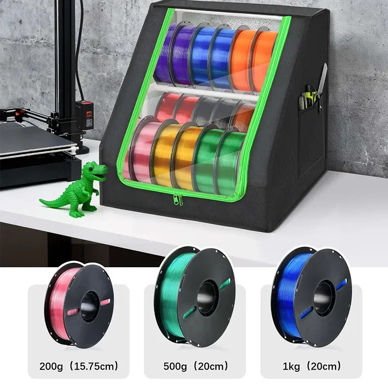 3D Printer Filament Storage Box Double Layer Rack Holds 21 Rolls Spool Organizer with Stable Trapezoidal Frame for Workshop