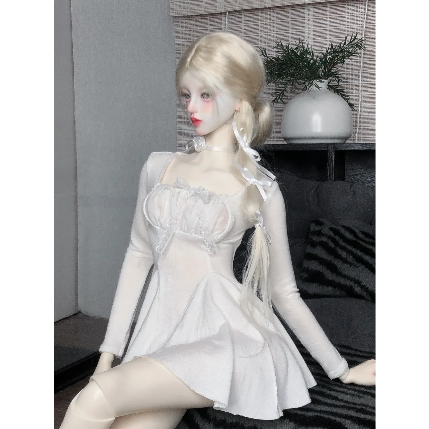 Bjd Kleidung 1/3 Daily Pure Desire Kurzes weißes Kleid BJD Accessoires Weißes Kleid Süßes Mädchen