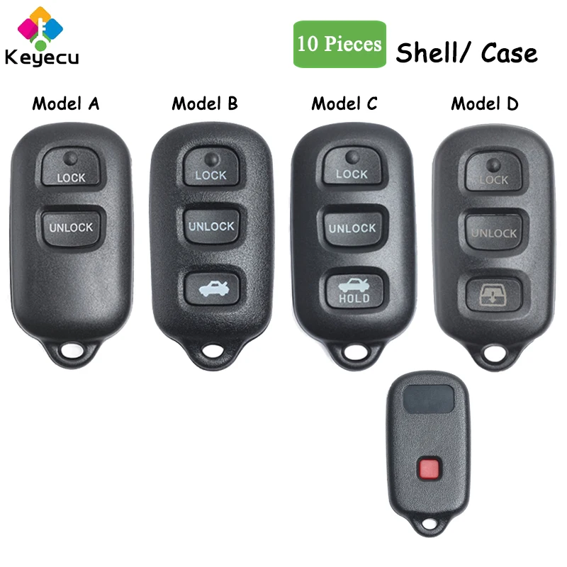 

KEYECU 10 Pieces Keyless Remote Car Key Shell Case With 3 4 Buttons Fob for Toyota Sequoia 4Runner Matrix Solara Sienna Camry