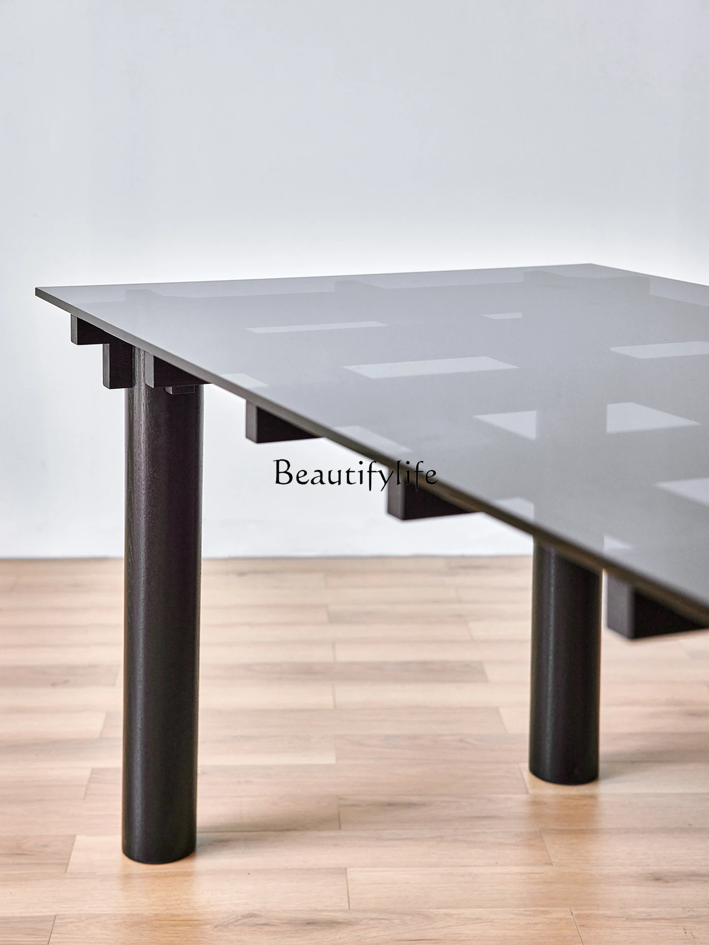 Italian light luxury glass dining table transparent creative modern simple hotel home rectangular dining table