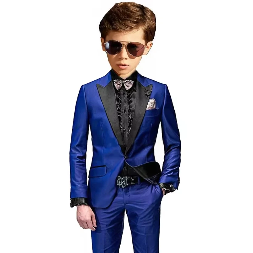 

Royal Blue Boys Suit Satin 2-Piece Blazer Pants 2-16 Year Old Formal Party Wedding Kids Tuxedo Performance Clothing Custom