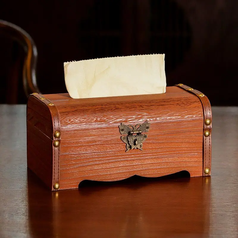 

Деревянная коробка для салфеток в стиле ретро, коробка для хранения бумаги, обеденный стол, деревянная коробка для салфеток, украшение для дома, органайзер для гостиной