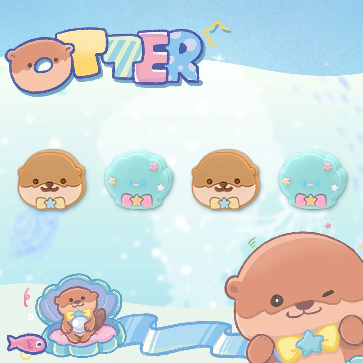 

Силиконовые ручки Cute Otter для Nintendo Switch/Switch 2 — совместимы с профессиональным контроллером, Joy-Con и Switch Lite (4 шт.)