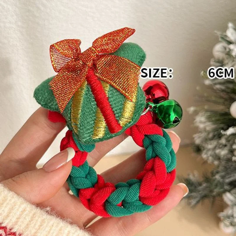 1Pcs Cartoon Deer Cookie Claus Elk Christmas Braided Hair Rope Cute Girls Hair Bands New Year Party Akcesoria