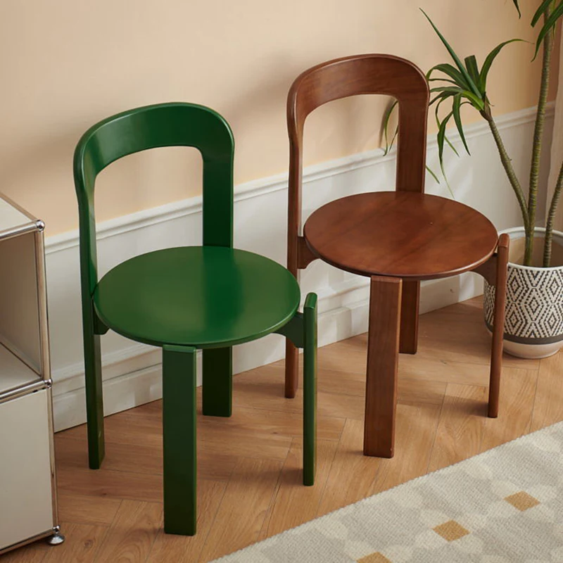 

Nordic Style Solid Wood Dining Chair Retro Backrest, Minimalist Model for Small Apartment & Desk, Antique Ray Chair