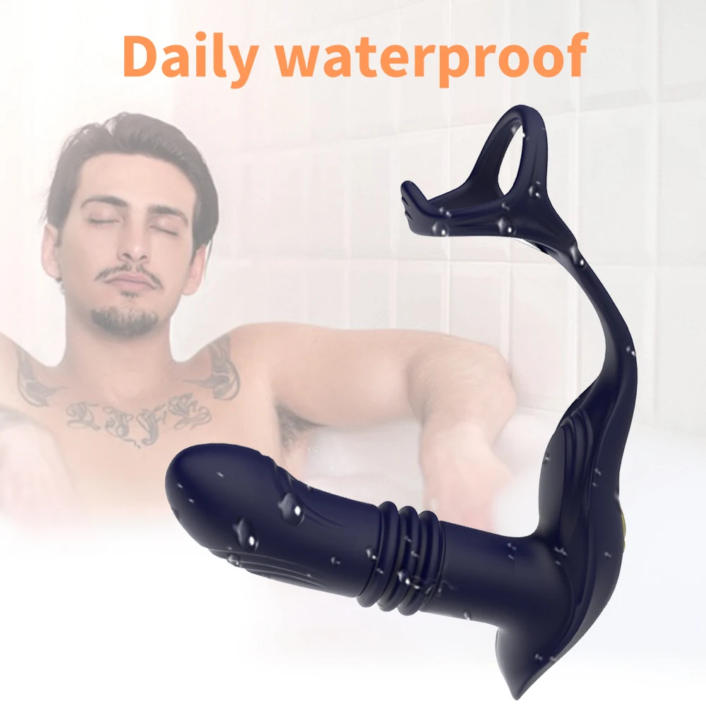 Male Prostate Massager Vibrator Telescopic Anal Plugs Penis Ring Butt Plug Vibrator Wireless Control Sex Toy for Men Masturbator