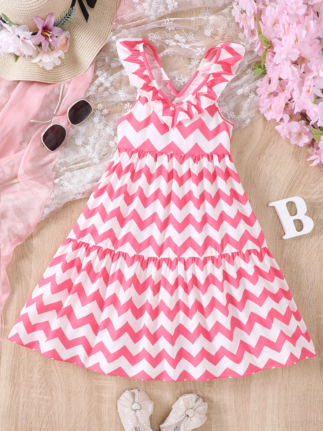 Girls' Summer New Children's Casual Skirts, Beach Resort Style Elongated Large Swing Ripple Dresses Over Two Years Old