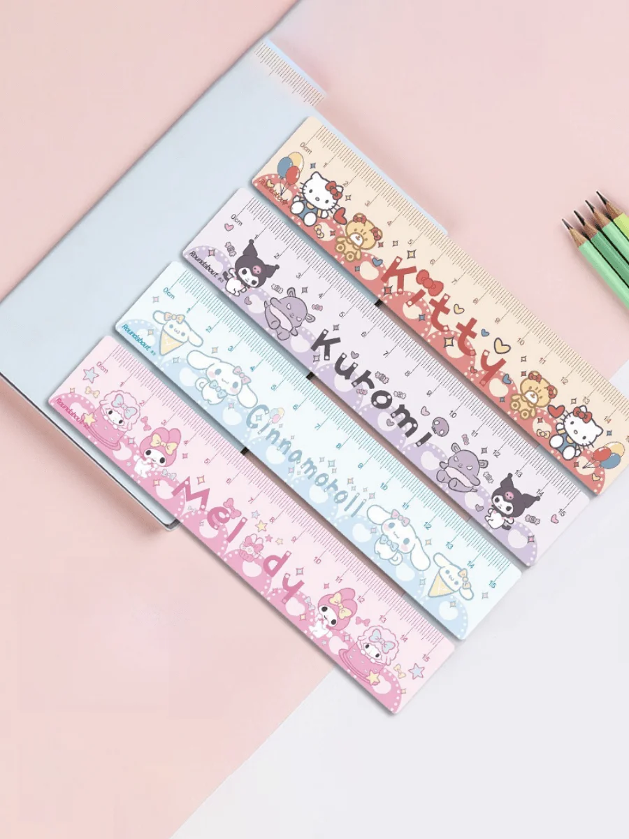 قطعة واحدة من مسطرة الأكريليك مع تصميمات كرتونية لطيفة Hello My Melody Kittyes، Cinnamoroll، Kuromi - أدوات مكتبية مدرسية مرخصة رسميًا #4