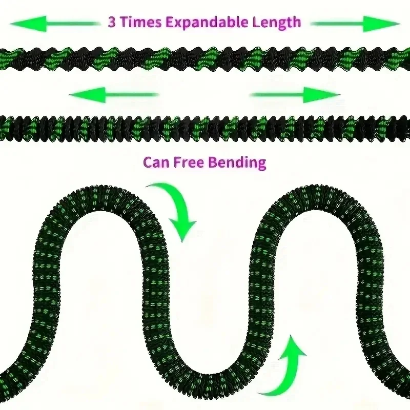 خرطوم حديقة مع خرطوم سحري قابل للتوسيع ولا تويست يستخدم لسقي وتنظيف الحدائق، فوهة متعددة الضغط العالي