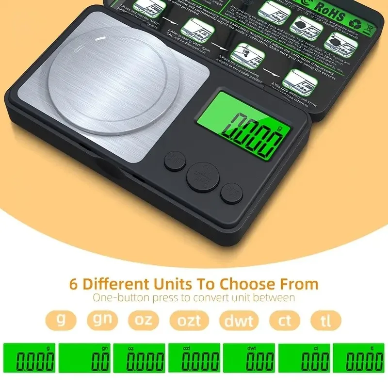 고정밀 0.001g 전자 보석 스테인리스 스틸 저울 측정 핀셋 분말 측정용 무게 보정 2025 신제품