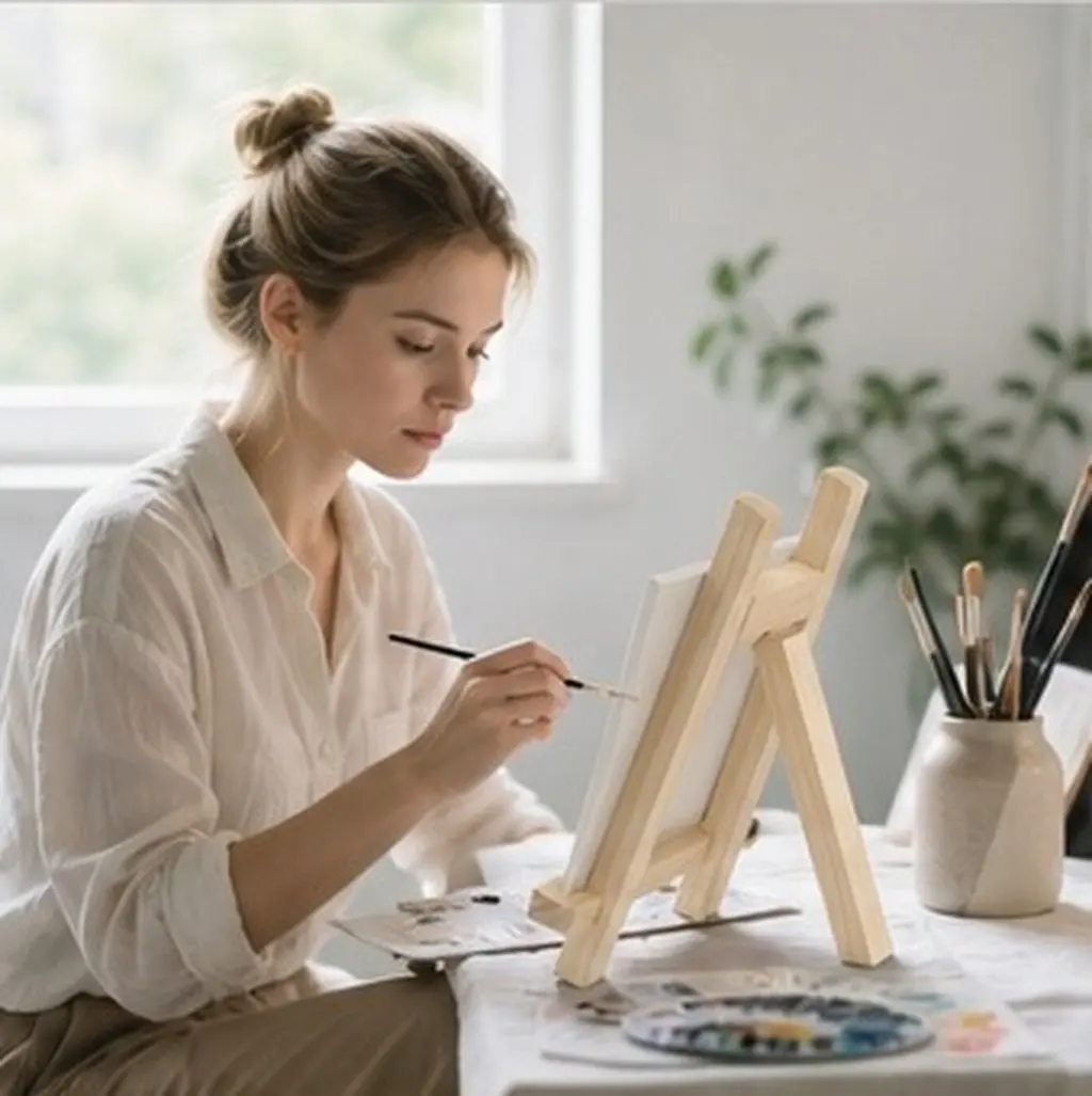 1Pcs Handcrafted Beechwood Tabletop A-Frame Easel for Artists Students Display Paintings Photos Artwork Small Studio Use 15x20cm