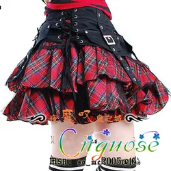 2023 Kill Matt Bandage College Style Red Grid Two Piece Black Punk Gothic Mini Short Cake pleated Skirt for Womens