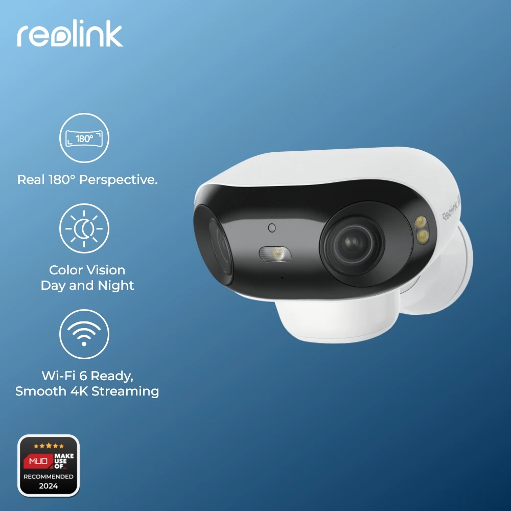 Reolink 4K Solar & Battery Powered Wireless Security Camera 180° ColorX Night Vision Outdoor WiFi Camera AI Home Hub Compatible