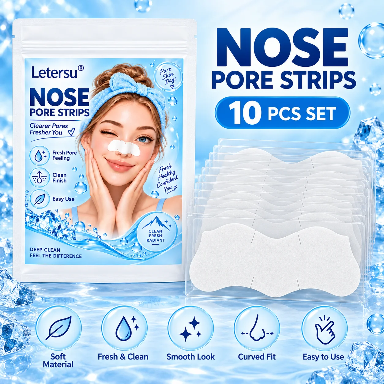 10PCS 10PCS White Nose Pore Strips, Blackhead Remover Deep Cleansing Nose Patches, Fresh Clean Curved Fit Easy Use for Men Women - Aliexpress Deal